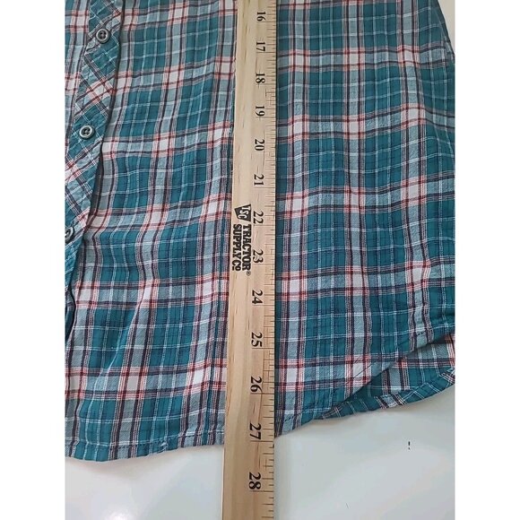 Natural Reflections Shirt Womens L Green Plaid Long Roll Tab Sleeve Button Up - Picture 10 of 10